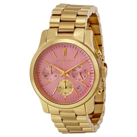 michael kors runway pink dial gold tone watch|Michael Kors pink edition.